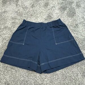 Free People Beach Shorts Size XL Blue Elastic Waist High Rise